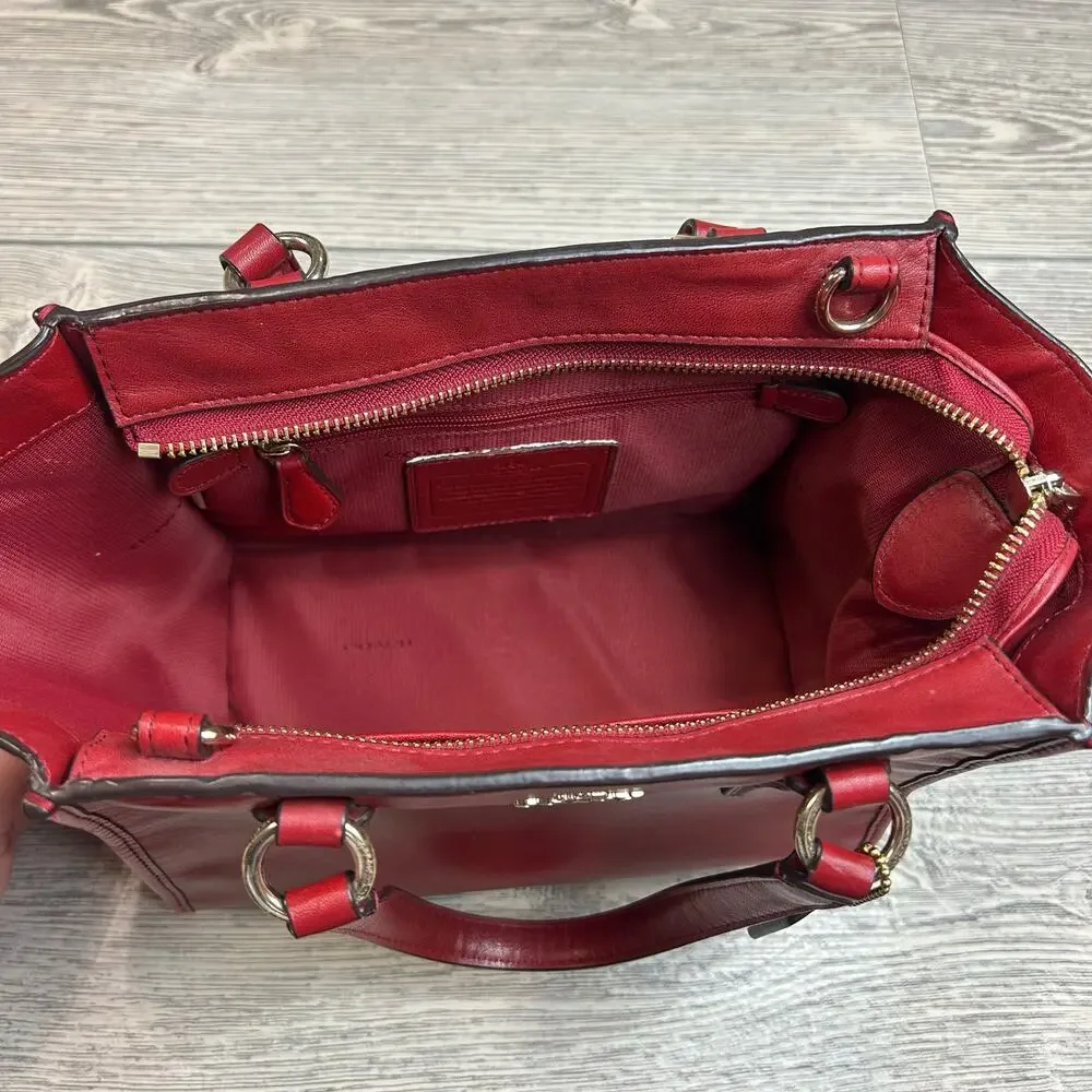 Coach Mini Crosby Carryall Red Pebble Leather Bag NWT - Picture 7 of 9